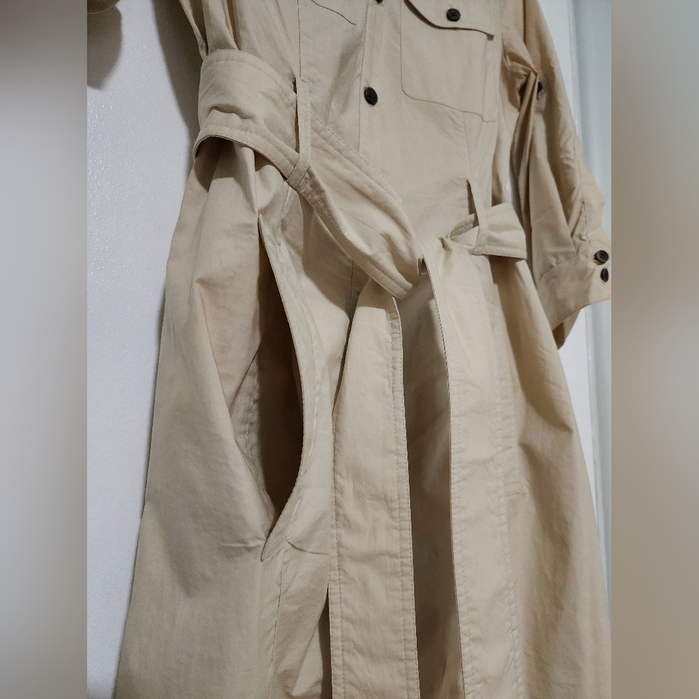 Zara Khaki Zafari Tan Utility Belted Shirt Dress - Picture 4 of 12